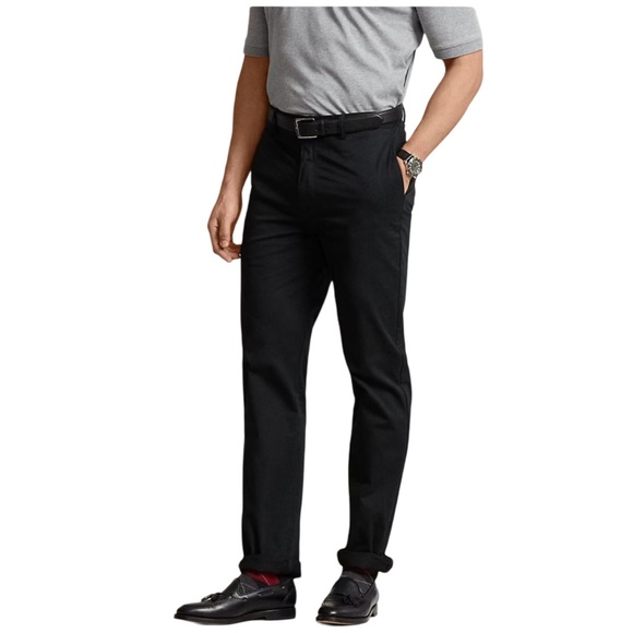 Polo Ralph Lauren Black Stretch Classic Fit Chino Pants Preppy Work Wear NWT - Picture 1 of 11